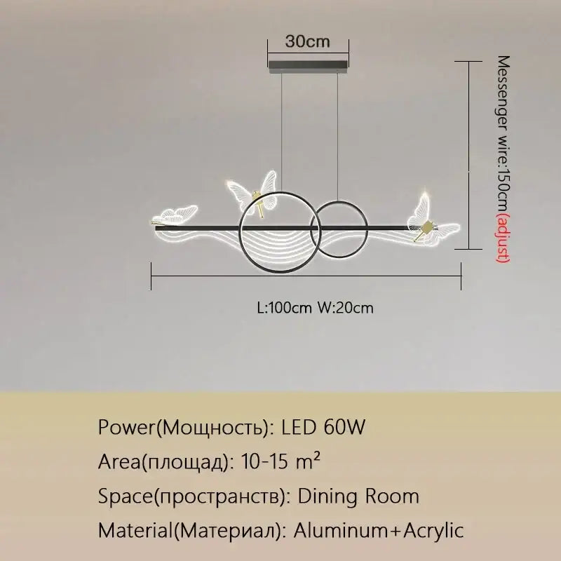 Modern gold butterfly chandelier pendant lamp with black aluminum frame and acrylic accents for dining room decorbites butterfly chandelier