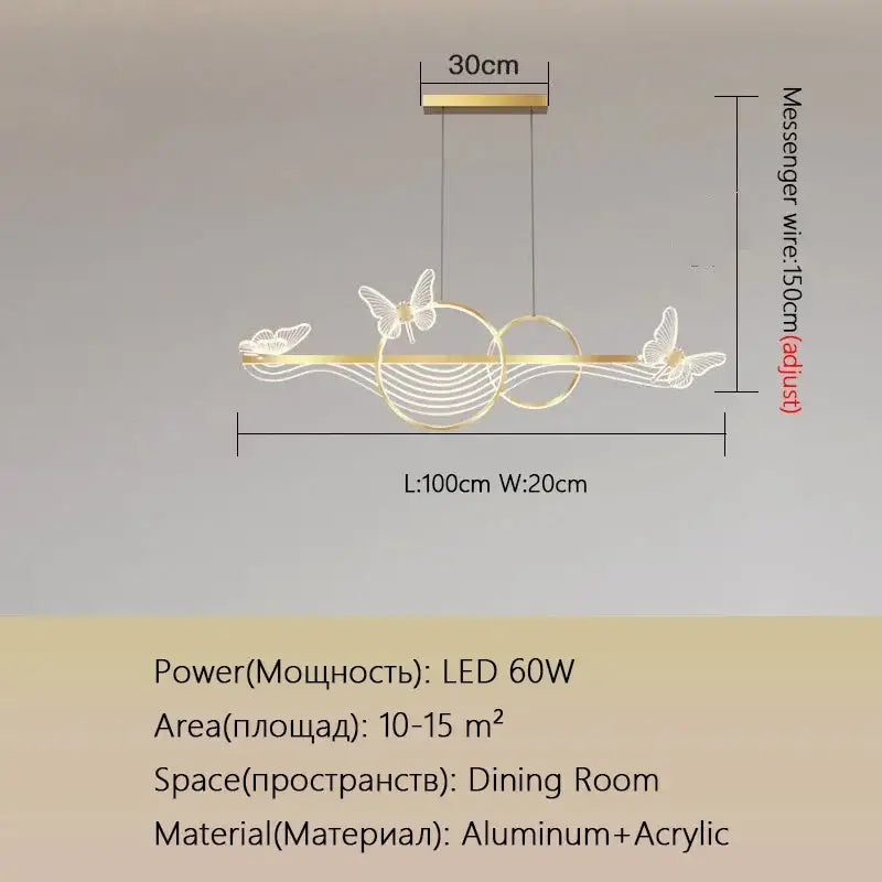 Modern gold butterfly chandelier pendant lamp with gold-toned aluminum and acrylic decorbites butterfly chandelier design