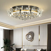 Modern gold ceiling light with butterfly-shaped led lights and crystal beads for bedroom decorbites elegant butterfly ceiling lamp