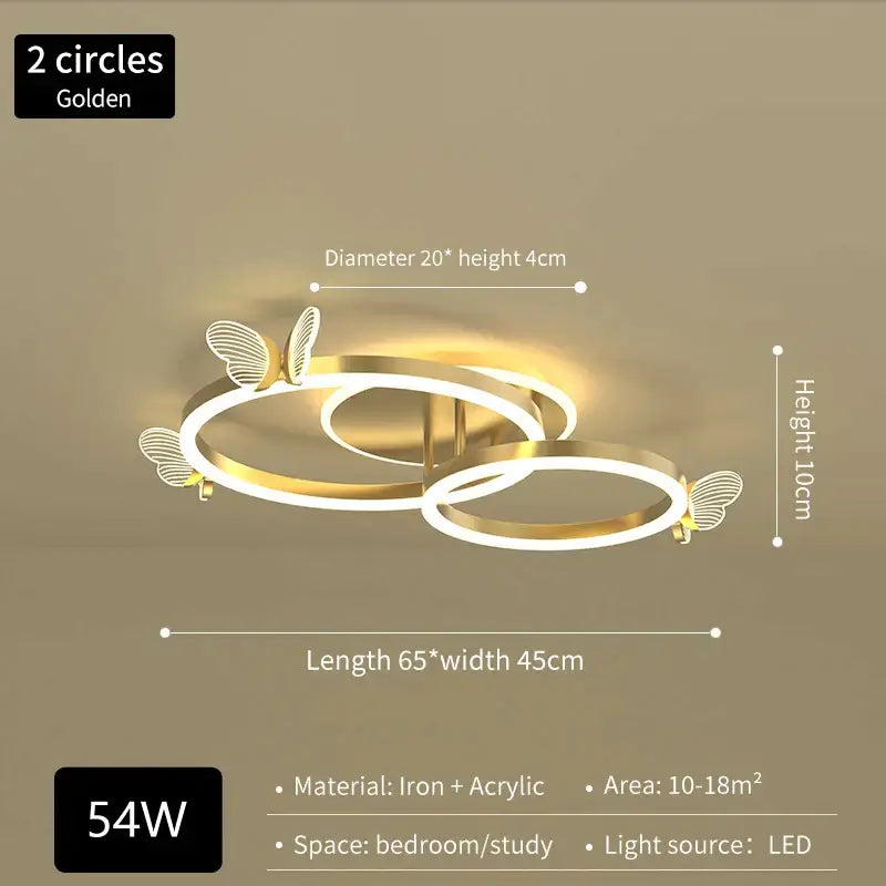 Modern gold butterfly crystal chandelier led ceiling light with two interlocking rings for dining room decorbites butterfly crystal