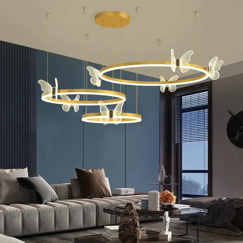 Modern gold butterfly crystal chandelier with translucent butterfly accents for dining room decorbites butterfly crystal