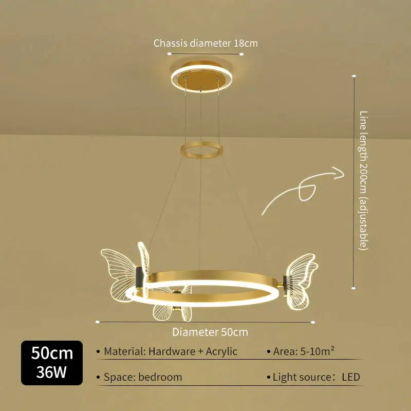 Modern gold butterfly crystal chandelier with gold-toned circular led design and illuminated butterfly wing accents for dining room decorbites butterfly crystal