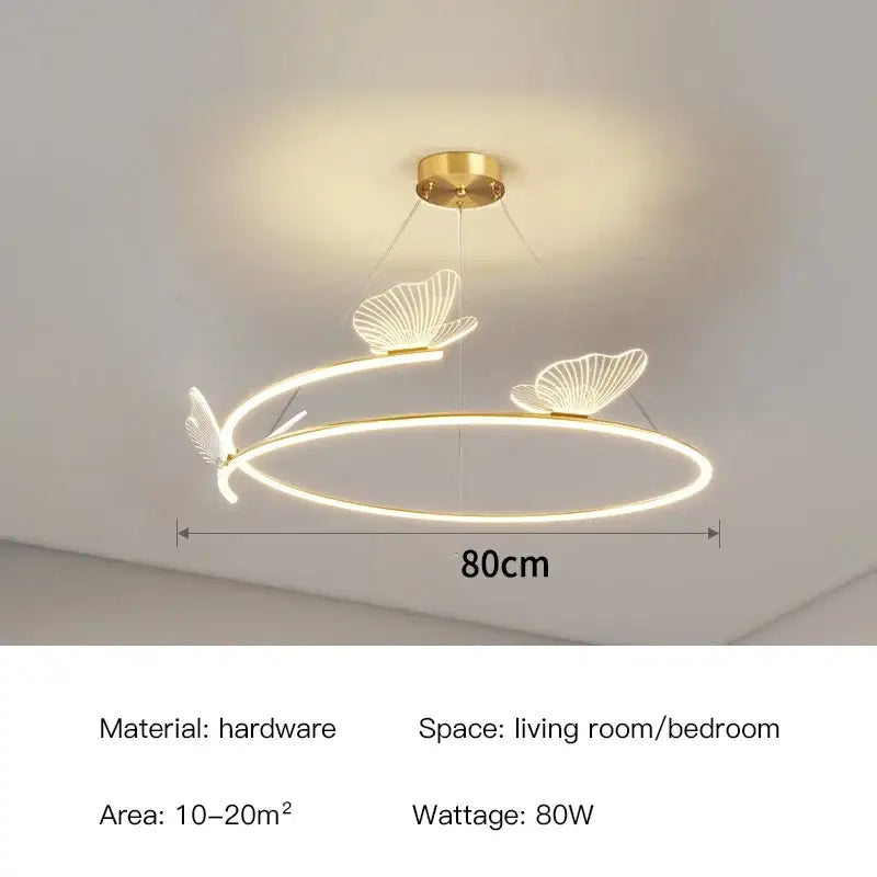 Modern gold butterfly design ceiling chandelier with two illuminated led butterfly elements for living room decorbites butterfly design