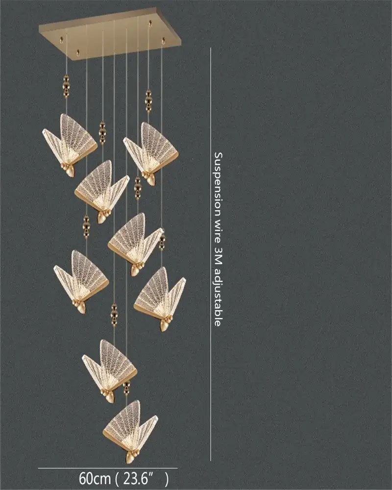 Modern gold butterfly led chandelier with intricate fan like wings and beaded accents for bedroom decorbites butterfly led