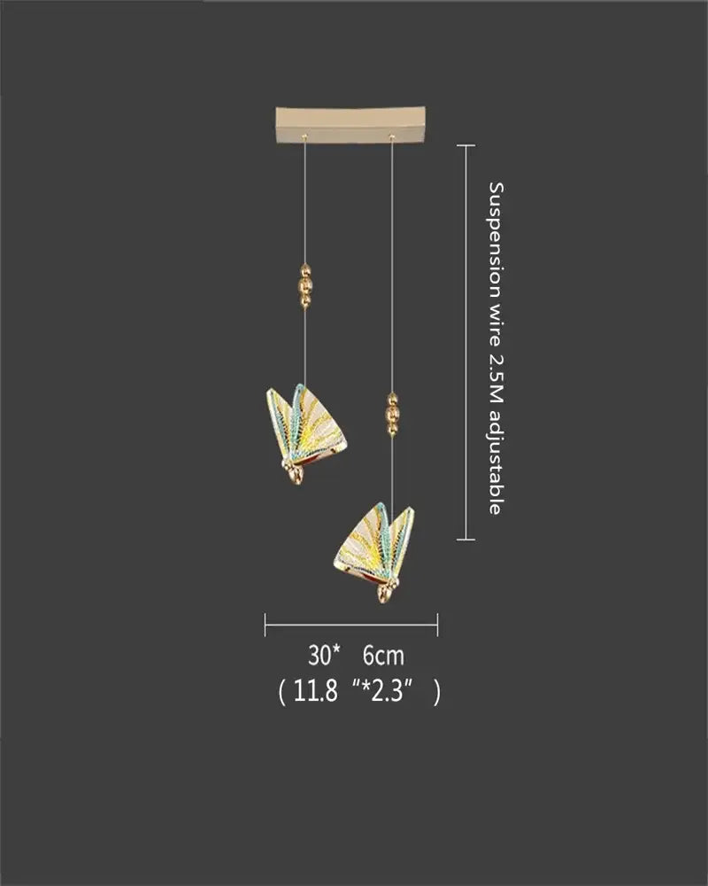 Modern gold butterfly led chandelier with delicate gold-toned butterfly pendant and iridescent wings by decorbites butterfly led