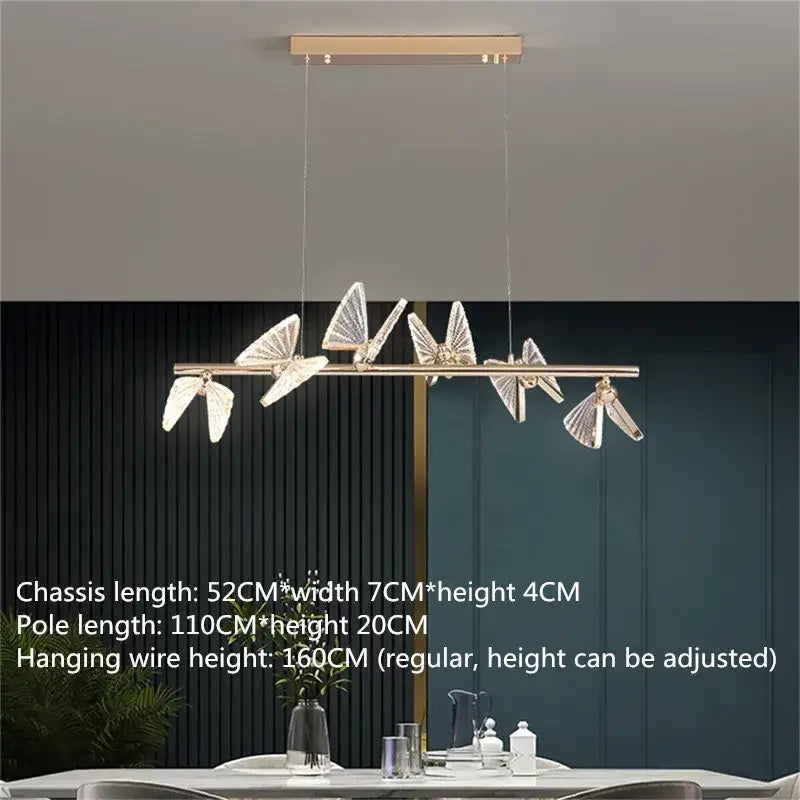 Modern gold butterfly led chandelier with five translucent crystal butterfly wings for bedroom decorbites butterfly led