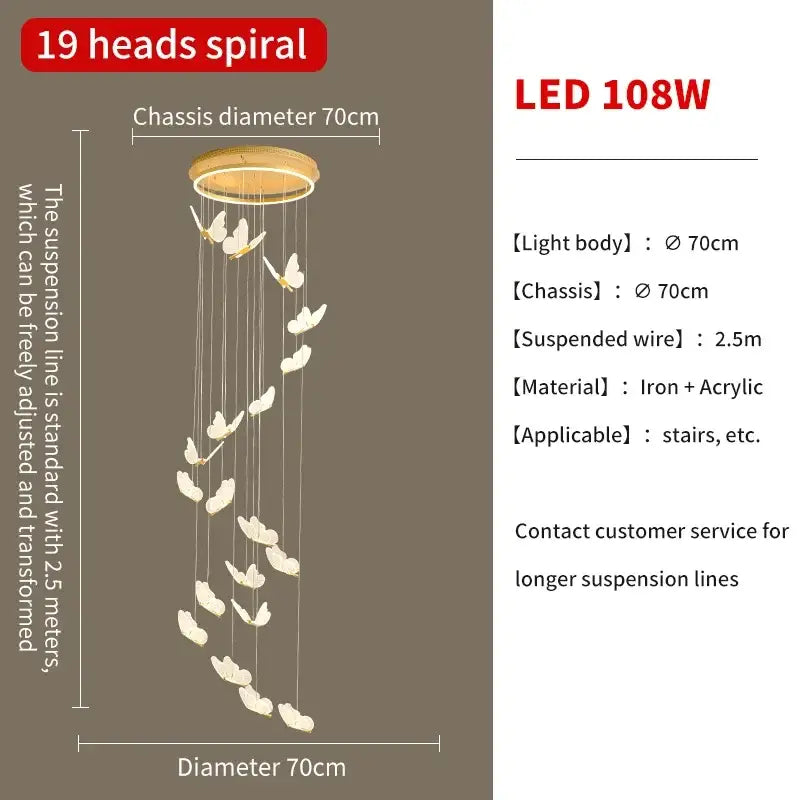 Modern gold butterfly led chandelier with 19 white butterfly lights on circular iron and acrylic chassis decorbites butterfly led