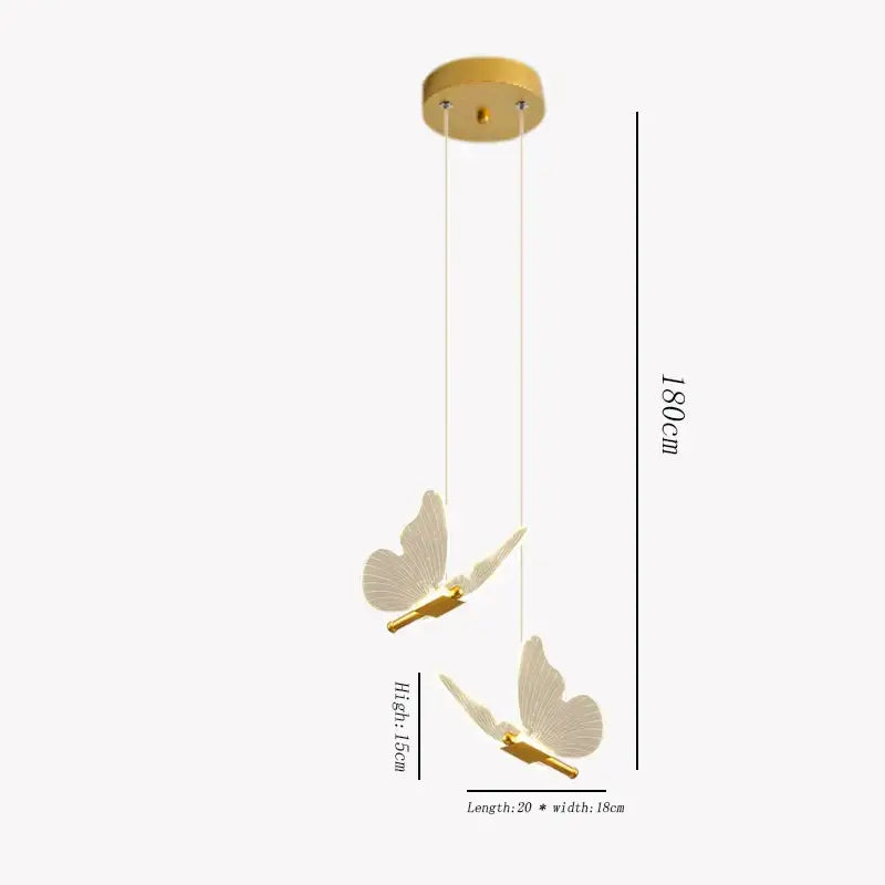 Modern gold butterfly led hanging lamp with translucent white wings featuring decorbites butterfly led design for bedroom decor