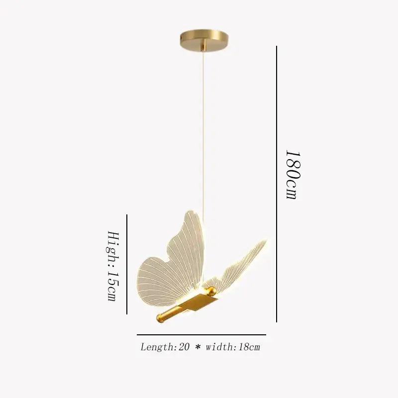 Modern gold butterfly led hanging lamp with translucent wings and sleek design for bedroom decorbites butterfly led