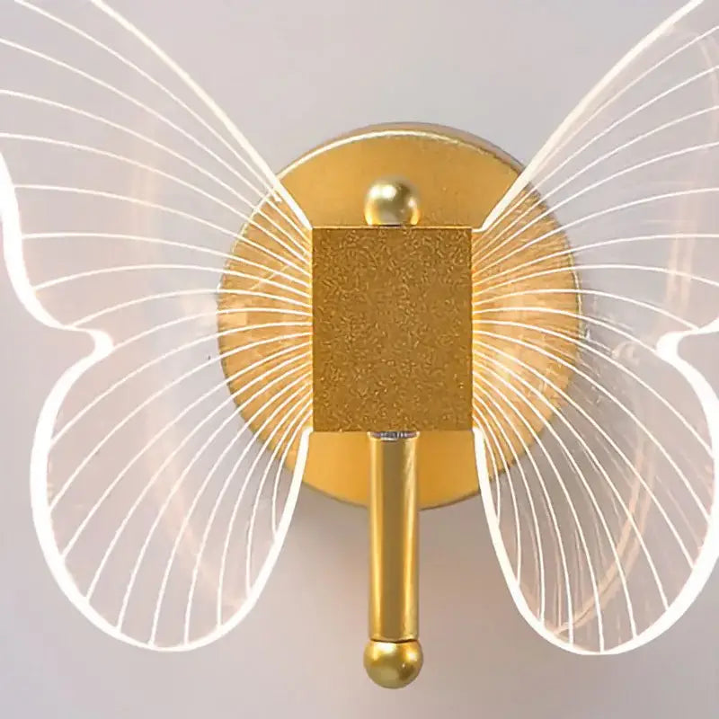 Modern gold butterfly nordic led wall lamp with translucent wings and central square light fixture for bedroom decorbites butterfly nordic