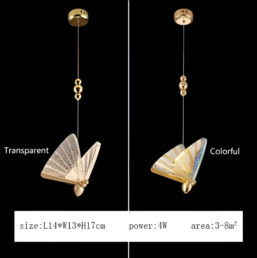 Modern gold butterfly pendant lamps with iridescent wings decorative lighting fixture for bedroom decorbites butterfly pendant