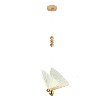 Modern gold butterfly wall lamp with delicate white butterfly-shaped pendant light and gold-toned accents for bedroom decor