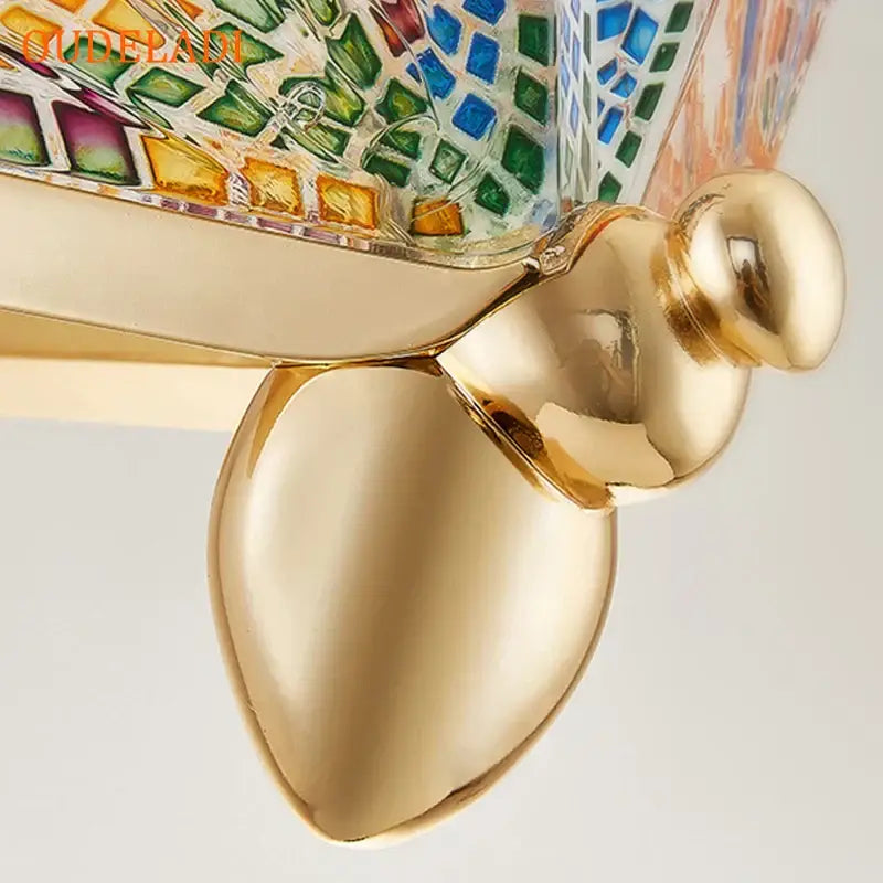 Modern gold butterfly wall lamp with gold-toned metallic turtle base and colorful mosaic glass top for decorbites butterfly wall decorbites butterfly wall lamp