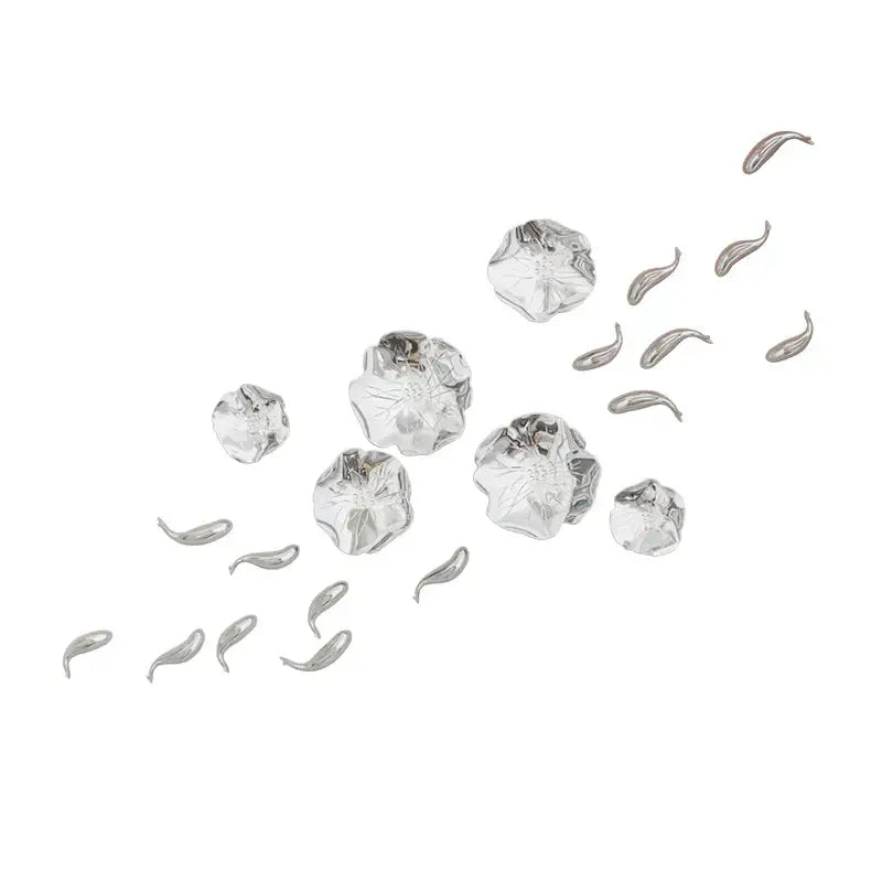 Modern gold carp fish lotus leaf wall pendant featuring silver metallic flower and leaf-shaped decorbites carp fish embellishments