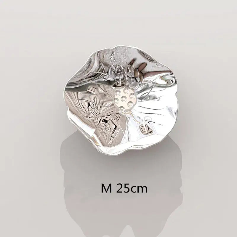 Modern gold carp fish wall pendant featuring a silver flower-shaped dish with engraved petal details for decorbites decor