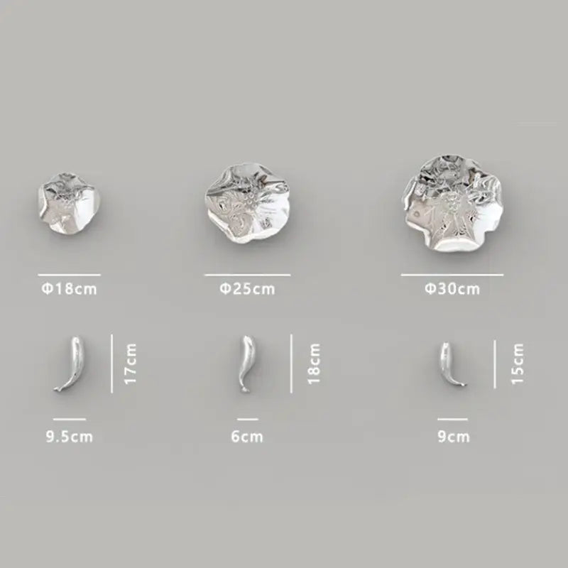 Silver handcrafted flower shaped decorative buttons with metallic hooks complement decorbites carp fish wall pendant