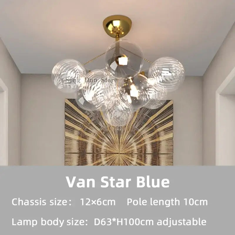 Modern gold cartoon bubble ball chandelier with multiple clear textured glass spheres for kids room decorbites cartoon bubble