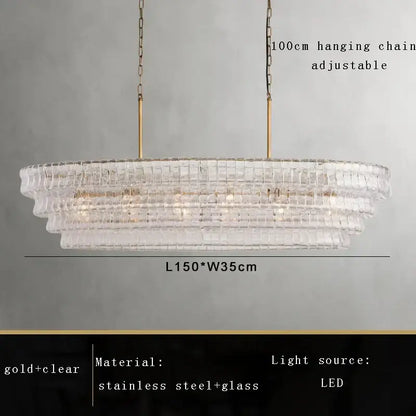A modern gold cascading crystal pendant light with clear glass tiers and gold stainless steel accents for dining room decorbites brown glass pendant