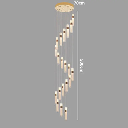 Modern gold cascading pendant light with adjustable height featuring clear glass tubes and bronze accents for dining room