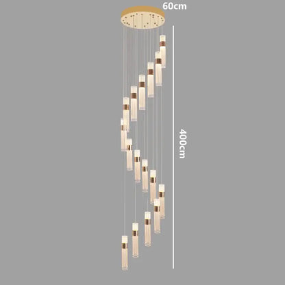 Modern gold cascading pendant light with clear glass tubes and adjustable height for dining room in modern design