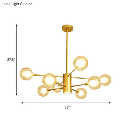 Lámpara de techo moderna dorada con pantallas de cristal transparente - 6/8 luces, ideal para el salón.