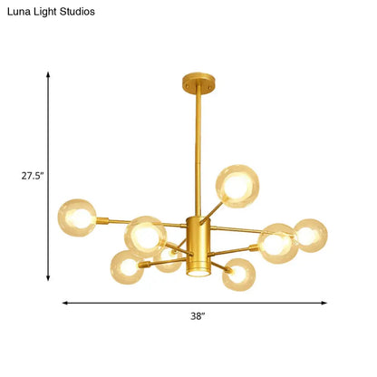 Lámpara de techo moderna dorada con pantallas de cristal transparente - 6/8 luces, ideal para el salón.