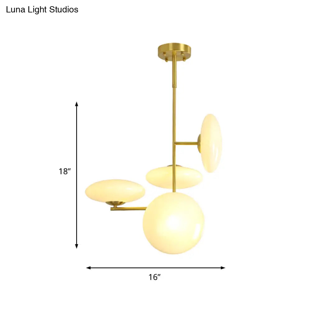 DecorBites™ DecorBites™ Modern Gold Chandelier with Opal Glass Shades - 4-Head Living Room Ceiling Fixture