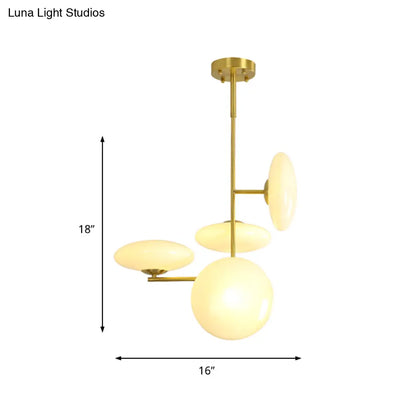 DecorBites™ DecorBites™ Modern Gold Chandelier with Opal Glass Shades - 4-Head Living Room Ceiling Fixture