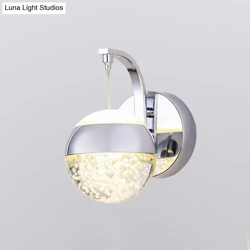 Modern gold and chrome crystal ball wall light featuring a spherical design with glowing bubble-like led elements