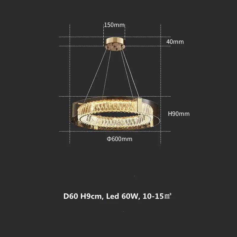 Modern gold ceiling lamp with crystal led accents by decorbites featuring a circular luxury design for living room decor