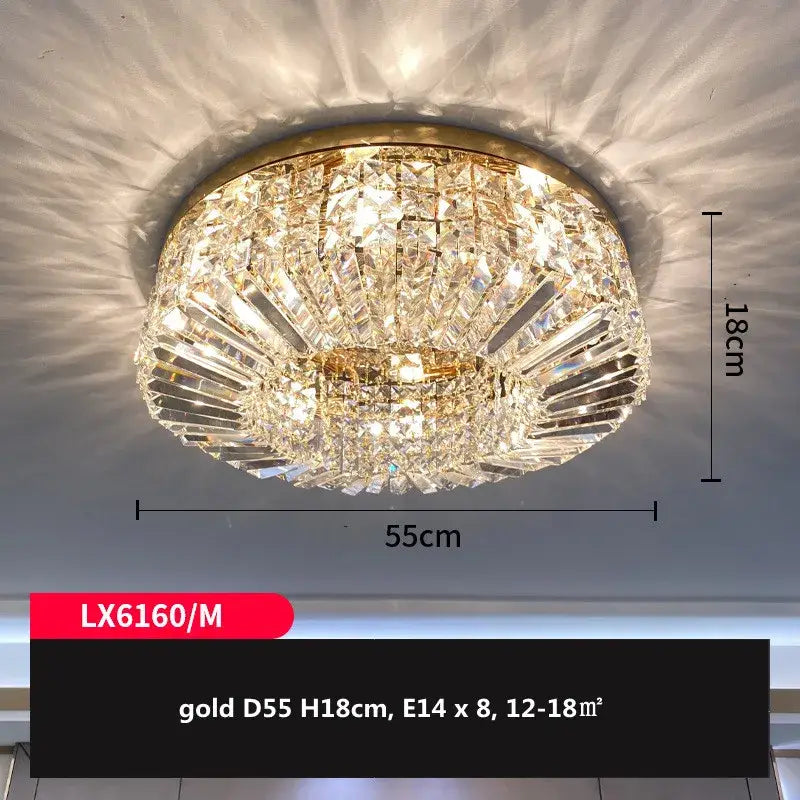 Modern gold and chrome decorbites crystal led ceiling lights chandelier with circular gold-finished crystal design 55cm diameter