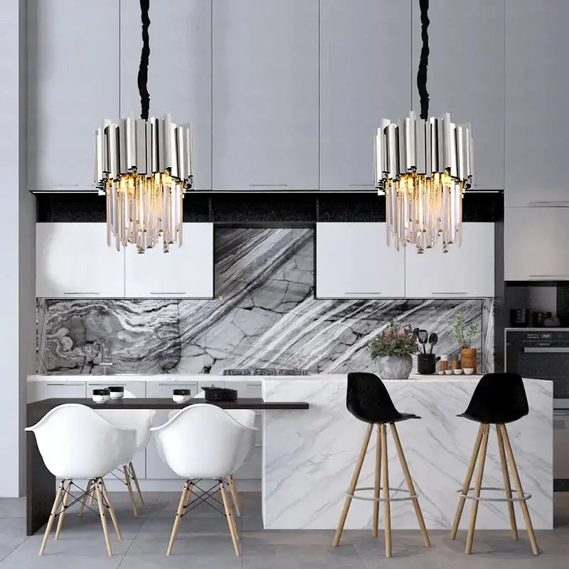 Modern gold and chrome crystal pendant chandelier with black braided cords for dining room decorbites crystal pendant