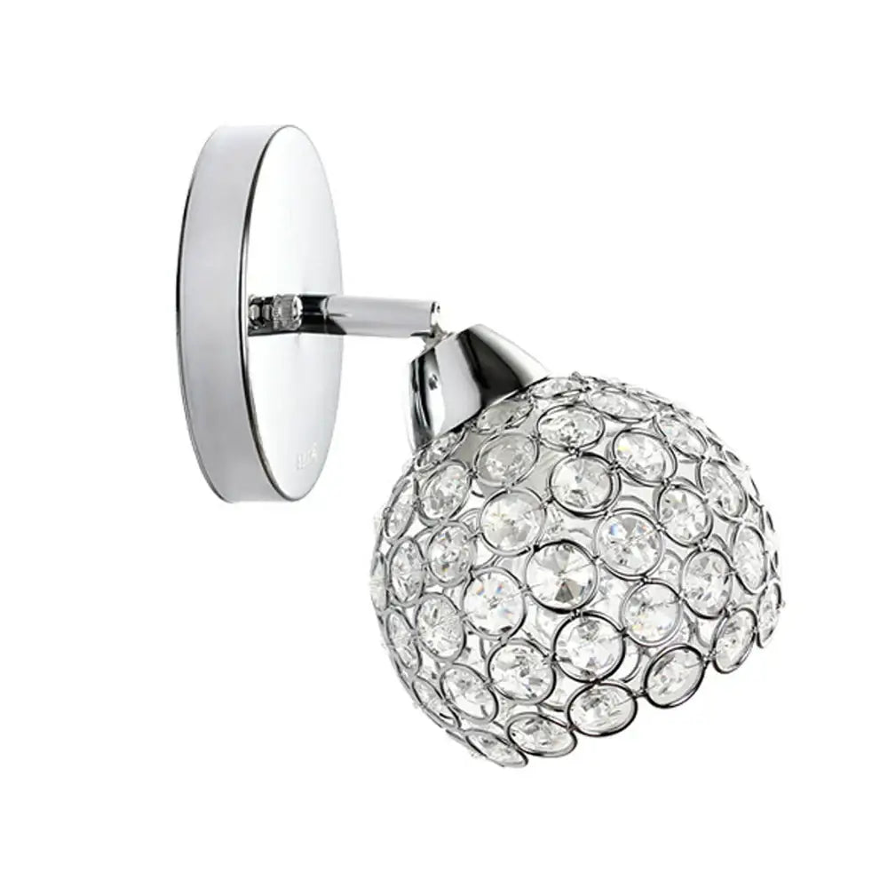 Modern gold and chrome crystal wall sconce with faceted globe crystals for elegant bedroom decorbites crystal wall lighting