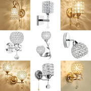 Modern gold and chrome crystal wall sconce with intricate design and dangling teardrops for bedroom decorbites crystal wall decor