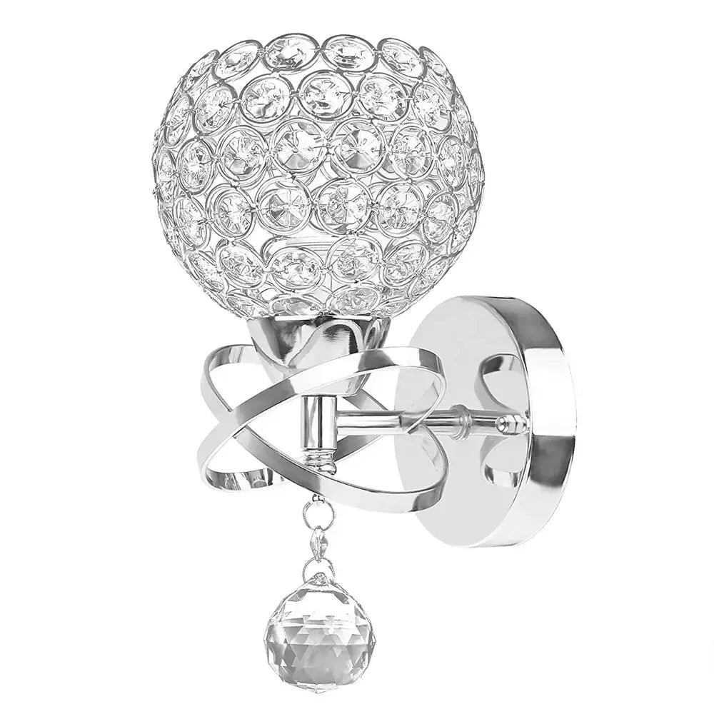 Modern gold and chrome crystal wall sconce with sparkling globe and faceted teardrop for wall decorbites crystal wall decor