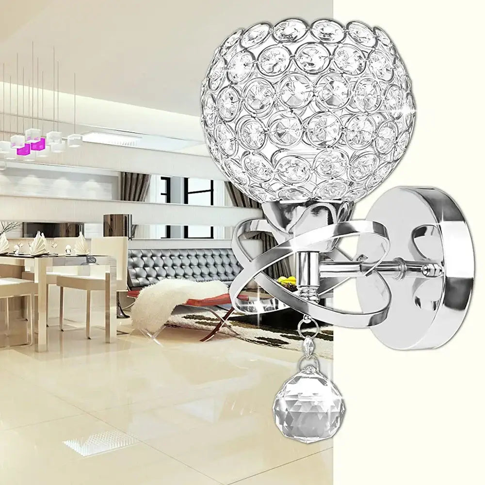 Modern gold and chrome crystal wall sconce with a dangling faceted crystal for elegant bedroom decorbites crystal wall use