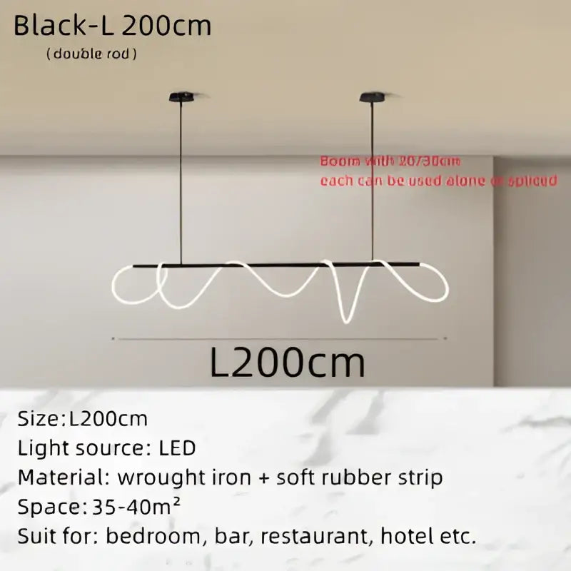 Black led pendant light with wrought iron frame and soft rubber strip for modern interiors decorbites circle note linear light