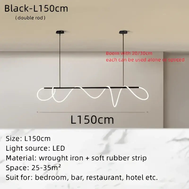 Black led pendant light with wrought iron frame and soft rubber strip for modern interiors decorbites circle note linear