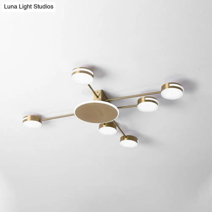 DecorBites™ DecorBites™ Modern Gold Circular Flush LED Semi Flush Lamp with Acrylic Shade in White/Warm/Natural Light - 6 Heads