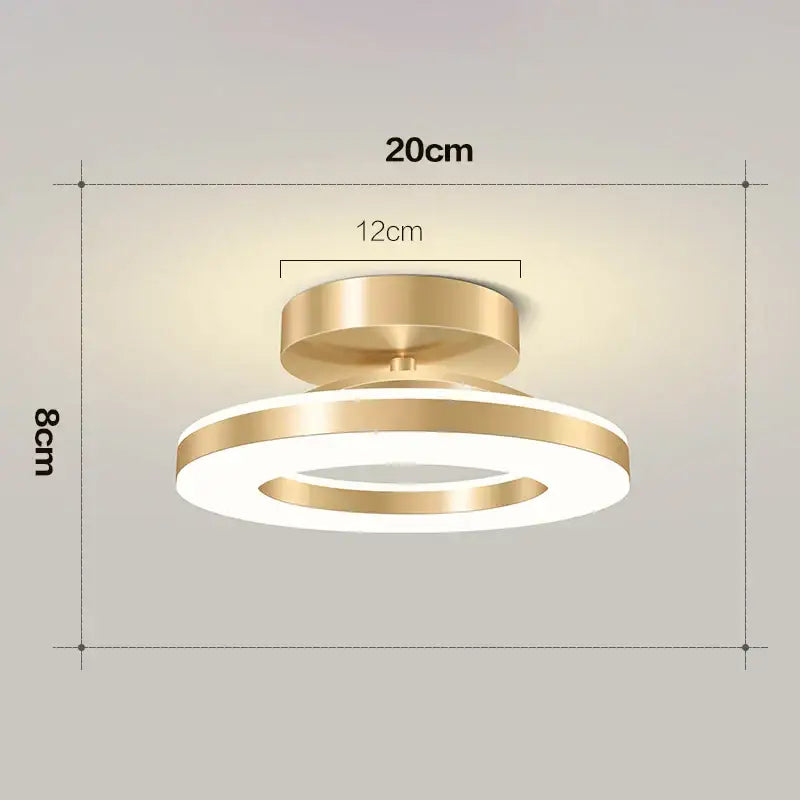 Modern gold circular led ceiling lamp with a sleek illuminated ring and central mounting plate for living room decorbites led ceiling