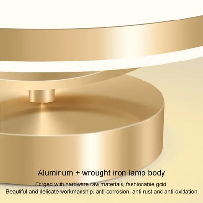 Gold-finished modern ceiling lamp with concentric rings, aluminum and wrought iron body for living room decorbites led ceiling