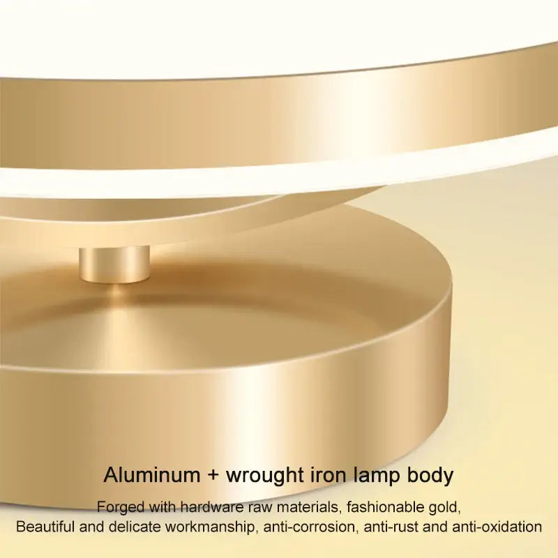 Gold-finished modern ceiling lamp with concentric rings, aluminum and wrought iron body for living room decorbites led ceiling