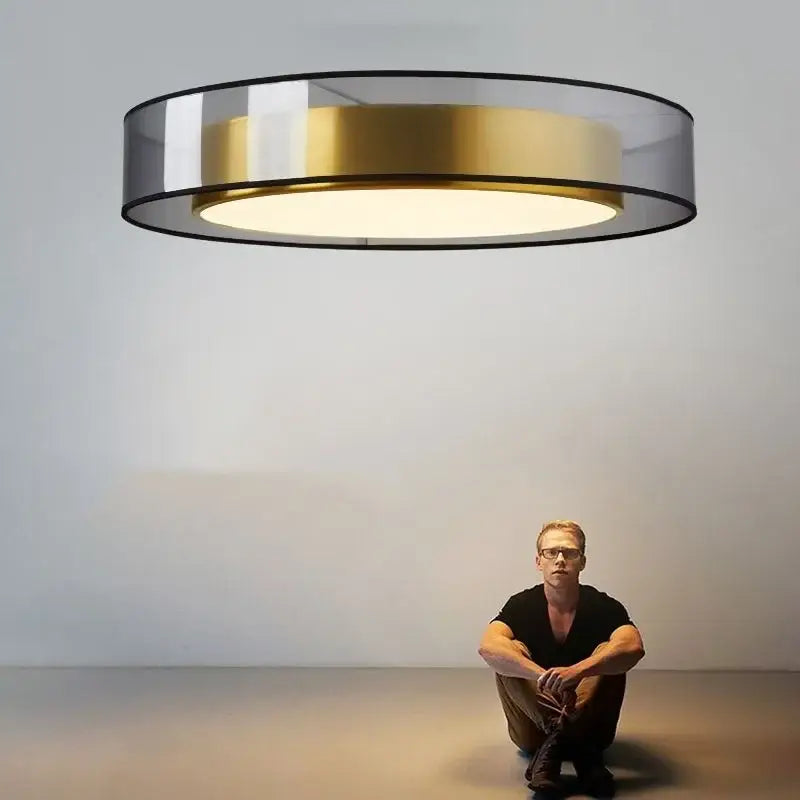Modern gold circular led ceiling light with a transparent frame ideal for bedroom decorbites circular led ceiling light