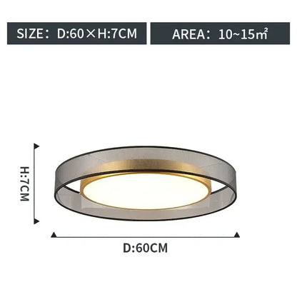 Modern gold circular led ceiling light with sleek silver and gold metallic frame and illuminated white diffuser by decorbites circular led