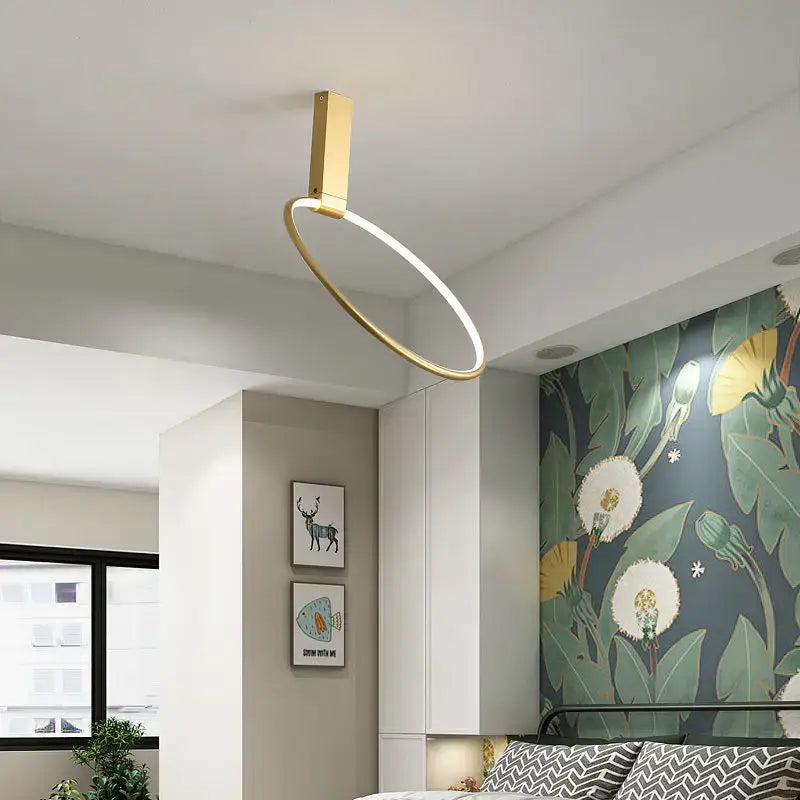 Modern gold circular led ceiling light with sleek minimalist design and 360 degree rotation for bedroom decorbites circular led