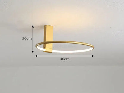 Modern gold circular led ceiling light with sleek minimalist design 40cm diameter 360 degree rotation decorbites circular led