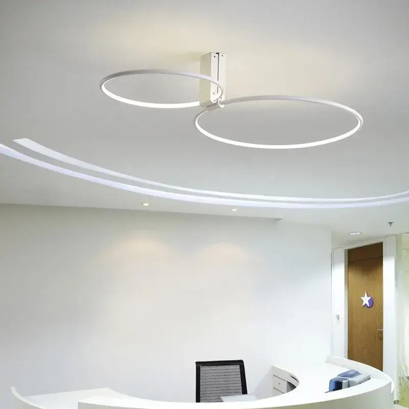 Modern white and gold decorbites circular LED ceiling light fixture with two concentric rings for bedroom use