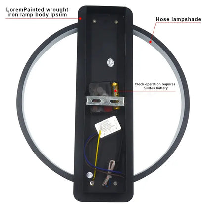 Black painted wrought iron wall lamp body with circular hose lampshade for modern gold led wall lamp wall clock bedroom backlight