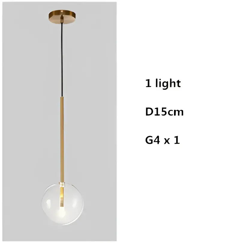Modern gold clear glass globe pendant light with minimalist brass fixture and black cord for dining room decorbites clear glass