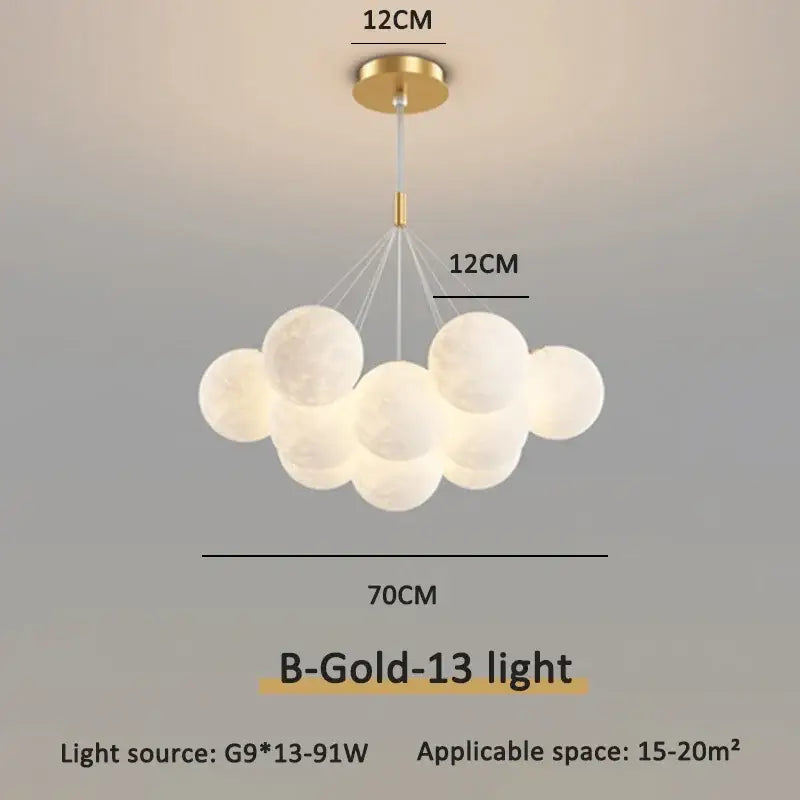 Modern gold cloud bubble ball led pendant lights with 13 frosted white bulbs for dining room decorbites pendant lights